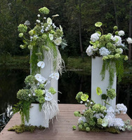 Hochzeitsdekoration Künstliche Weiß-Grüne Rosen-Hortensien-Blumen-Girlande für Hochzeitstorten-Säulen-Mittelstücke
