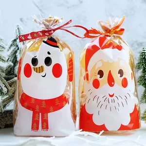 50 CÁi Túi Làm Bánh Theo Chủ Đề Giáng Sinh Hoạt Hình Ông Già Noel Túi Nhựa Đựng Bông Tuyết Phẳng Tự Đóng