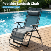 Chaise longue de plage pliable extra large en acier inoxydable, portable et inclinable avec coussin, pour camping, pique-nique, natation