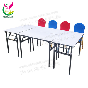 Mesas plegables negras con marco de metal para comedor de hotel para eventos - Product Image 2