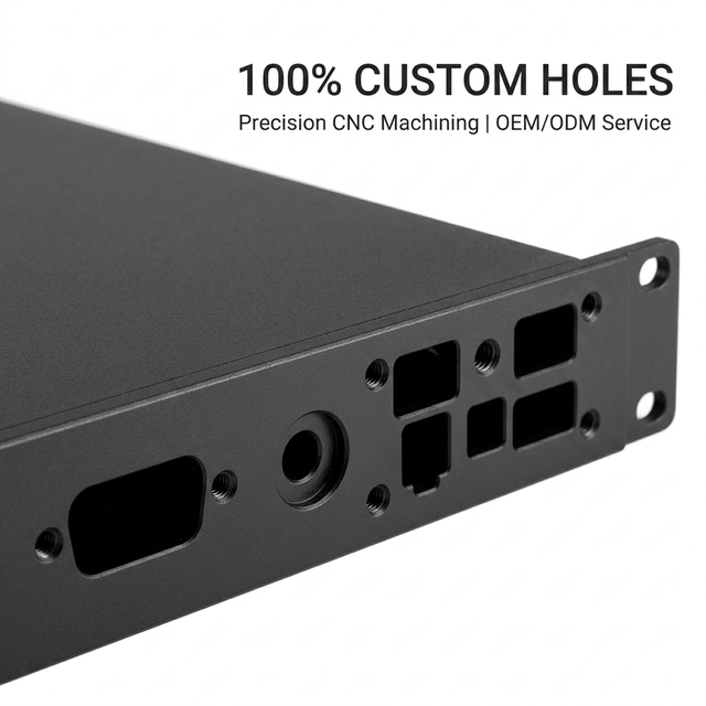 Industrial Black 2U Rackmount Aluminum Chassis for IT Equipment with 19" Standard Mounting and Prototype OEM Service