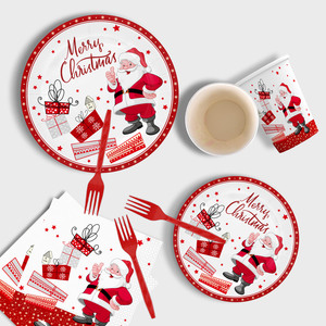Juego de Platos de Papel Navideños DAMAI, Diseño de Papá Noel y Muñeco de Nieve, Vajilla Desechable con Plato de 7 Pulgadas, Platos de 9 Pulgadas, Servilletas, Vasos y Tenedores - Product Image 4