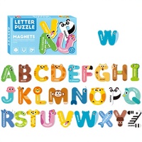 Puzzle magnétique en papier pour l'apprentissage précoce avec 26 lettres, autocollants d'animaux et de chiffres - Jouet éducatif cognitif