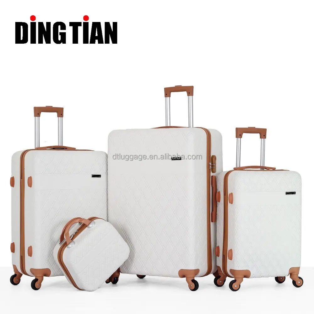 Hot sale 4 wheels new design suite cases travelling bags luggage trolley set carry on with cosmetic bag