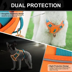 Tali kekang anjing Oxford reflektif, tanpa kalung anjing dengan bantalan lembut tanpa tarik Aksesori hewan peliharaan - Product Image 4