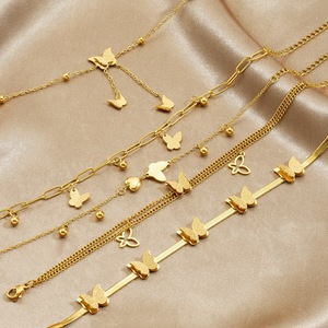 Korean Style Butterfly Gold Plated <b>Bracelet</b> Zinc Alloy Women's Fashion Charm Jewelry - Product Image 1