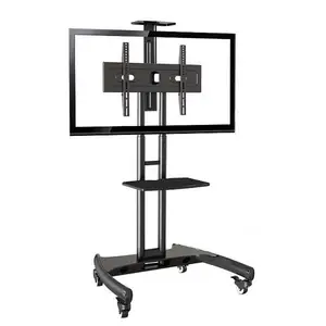 Super Quality Aluminum NB AVA1500-60-1P 35"-65" white LCD TV Cart Flat Panel Plasma Trolley Stand With Camera Tray and AV Shelf