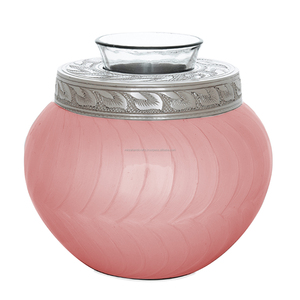 Azul y de vela de plata de cremación urna con hojas banda para niño Funeral Memorial para mascotas o cenizas humanas candelita urna - Product Image 3