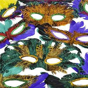 1 دزينة الخيال ريشة أقنعة 12 أنماط متنوعة ، تنكر أقنعة ماردي غرا زي حزب الحسنات - Product Image 2