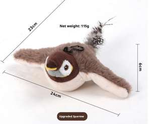 Futurepets vendita calda elettrica oscillante suono realistico morbido peluche Sparrow uccello gatto giocattolo per gatti interattivo Self-Play - Product Image 2