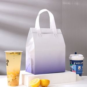 Milk Tea Non-Woven Insulation Self-sealing Thickened Film-coated Foldable Handled Portable Take-out Food Cooler Bag Custom - Product Image 3