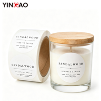Autocollant personnalisé en vinyle de qualité professionnelle, résistant à l'eau, à la chaleur et aux UV, pour tout design de logo, idéal pour l'emballage des pots en verre de bougies