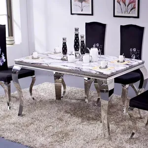 Furnitur Modern meja makan emas baja tahan karat meja pesta pernikahan meja pabrik mewah taman