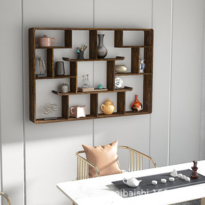 Étagère murale en bois massif de forme irrégulière, style zen asiatique, pour le rangement dans le salon, pour décorer, ranger le thé, les gâteaux et les livres - Product Image 4