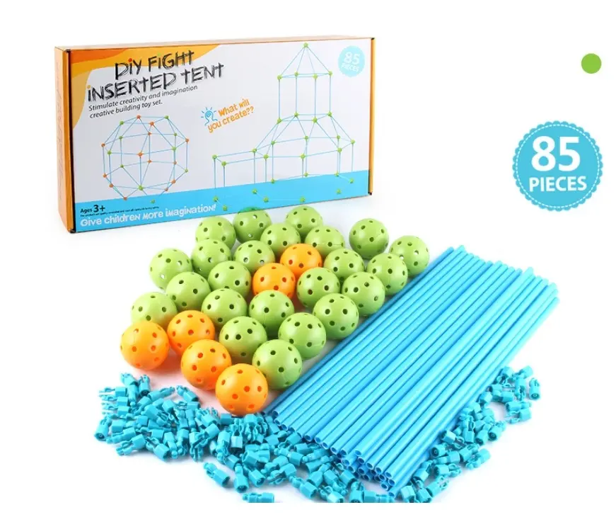 중국 핫 세일 85 조각 어린이 퍼즐 텐트 성 장난감 DIY 다목적 구슬 방 실내 및 실외 텐트 장난감