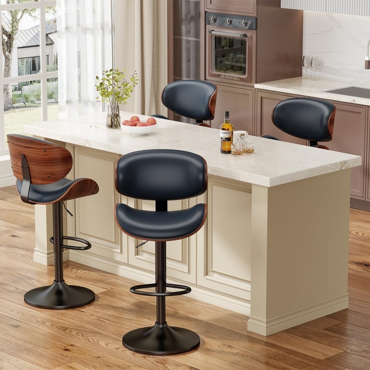 Nordic Style Leather Bar Chair Modern