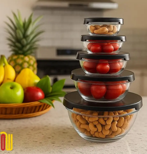 Juego de 5 Recipientes de Vidrio con Tapa - Surtido de Vasos, Tazones y Bowls para Almacenar Alimentos - Product Image 3