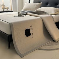 Parure de lit trois pièces haut de gamme personnalisable en soie glacée rafraîchissante, brodée, lavable en machine, pour lit simple de dortoir
