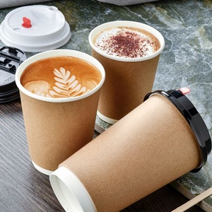 2025 Hot Sale Custom logo Printed Biodegradable Brown Kraft Paper Cup With Lid - Product Image 3
