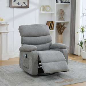 <span class=keywords><strong>Fauteuil</strong></span> inclinable pivotant à 360 degrés moderne avec massage, chaleur, alimentation électrique, structure métallique, porte-gobelets et poches latérales - Product Image 1