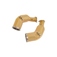 Downpipe Katalis Racing Stainless Steel Direct Fit Berkinerja Tinggi Tebal 1.5mm 100-500 Cell untuk Audi RS4 RS5 2.9T Warna Emas