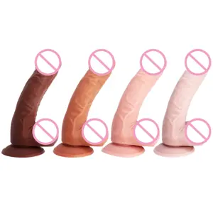 Factory Hot Sale Huge Realistic liquid silicone thrusting egg laying Dildo in Multiskin tone color big dick dong for women 7inch