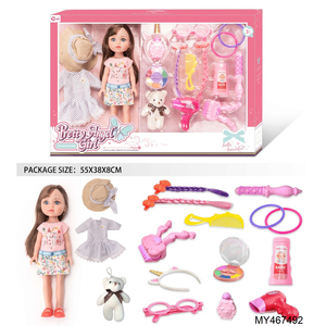 Poupée de mode pour bébé fille de 14 pouces, jeu de beauté, ensemble de <span class=keywords><strong>maquillage</strong></span>, accessoires de jeu, petite poupée princesse avec vêtements, robe - Product Image 3