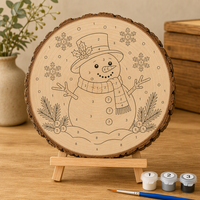 Plaque en bois ronde vierge à thème bonhomme de neige pour la création de décorations de Noël DIY à peindre à la main