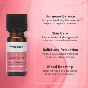 Huile essentielle de géranium végétalienne à marque privée pour les soins de la peau, huile de géranium rosat 100 % pure pour l'aromathérapie, la fabrication de savons et de bougies - Product Image 3
