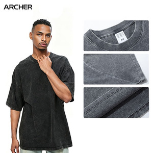 Camiseta Unisex Oversize de Manga Corta, 100% Algodón, 260 g/m², Estilo Americano Vintage, Teñida con Cera, Lavada y Desgastada, Venta al Por Mayor - Product Image 3