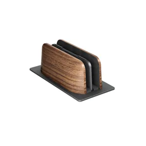 UPERGO लकड़ी का लैपटॉप वर्टिकल स्टैंड होल्डर डबल फिक्स्ड ब्रैकेट पोर्टेबल अखरोट लैपटॉप स्टैंड