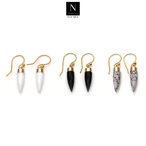 Pendientes colgantes con forma de bala y piedras preciosas naturales al por mayor, joyería - Product Image 4