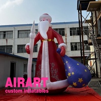 Père Noël Gonflable avec Sceptre et Sac Cadeau Étoile – Décoration de Noël Personnalisée Gonflable pour Centre Commercial et Centre de Présentation