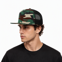 Casquette Trucker en Laine Mélangée Style Richard 511 à Visière Plate et 6 Panneaux avec Logo Brodé Personnalisé, Casquette Snapback Sportive en Maille pour l'Extérieur – Vente en Gros