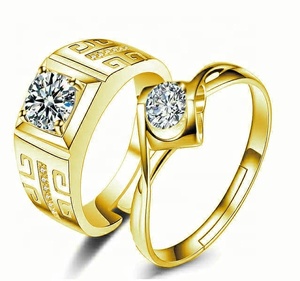 Ricco di gioielli a buon mercato anello di oro 24k placcato in oro anello coppie <span class=keywords><strong>coppia</strong></span> anello di disegno per le donne di nozze - Product Image 2