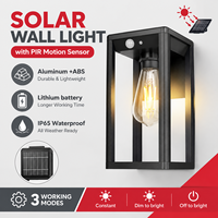 Éclairage décoratif extérieur, lampe murale solaire à détecteur de mouvement en aluminium 3000K avec ampoule, étanche IP65, lampes de sécurité