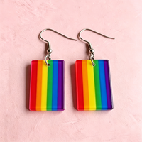 Rechthoekige acryloorbellen Regenboog LGBT Gay Pride Geometrisch Eenvoudig Veelkleurig Lente- en zomermode Trendy feestcadeau