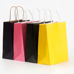 Kraft Paper Bag Flat Handle Hot Selling Wholesale China Black Supplier Custom Competitive Price Shopping Kraft Paper Bag