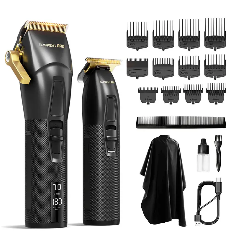 Professional cordless barber hair clipper full kit and trimmer set for men