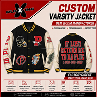 Chaqueta de Invierno para Hombre con Logotipo, Chaqueta de Exterior con Logotipo Personalizado, Chaqueta Varsity con Mangas de Cuero para Hombre