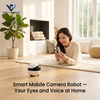 Robot Cámara Móvil WiFi Inalámbrica para Interiores, Cámara de Vigilancia con Control Remoto por Aplicación, Monitor Electrónico para Mascotas
