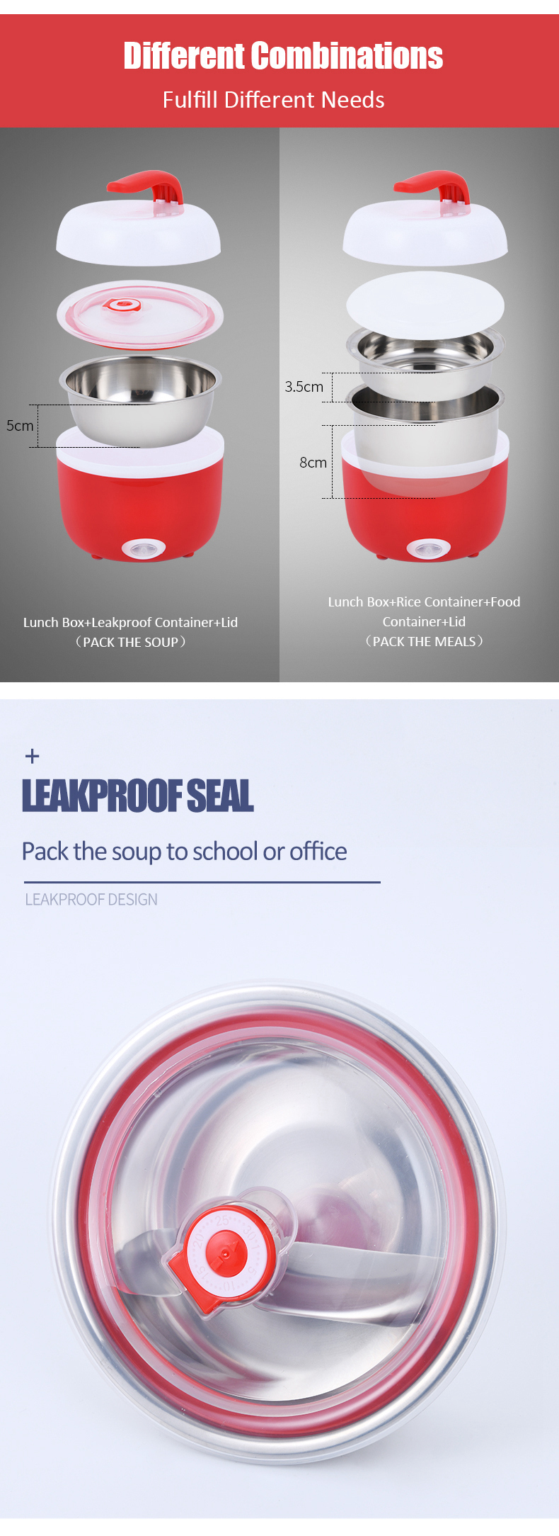 Electric Lunch Box Portable 304 Stainless Steel Heated Meal Warmer Food Container Travel Rice Cooker Tableware Set