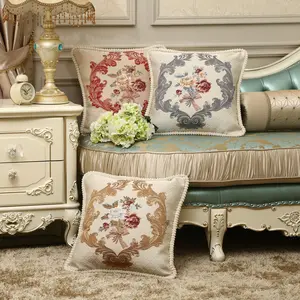 Europe Style Silk Velvet 3D Embroidery Design Luxury Sofa Pillow Cushion Cover