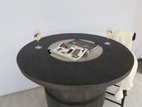 Table de foyer au gaz en béton, design baril de vin rustique, 65 000 BTU, propane/gaz naturel, autoportante, pour cuisson extérieure et terrasse