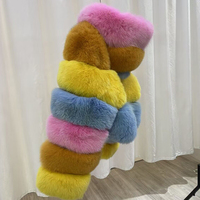 Nouvelle conception 2023, veste mi-longue pour femmes, manteau en fourrure de renard coloré avec capuche