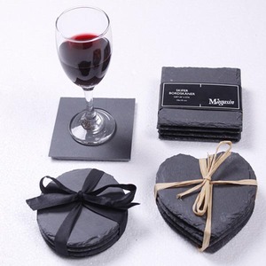 2024 sang trọng Bộ đồ ăn tự nhiên đá Slate đế lót ly đen vuông Slate uống cup Coaster - Product Image 4