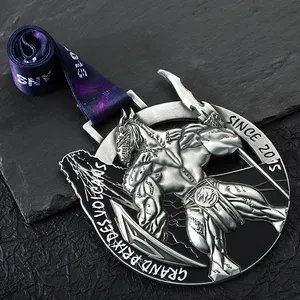 Medals Large 3d Big Large Size Black Dragon Head Muscle Man Metal Custom Medal Medals