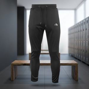 Pantalon de survêtement noir slim fit pour homme Tombola Sports en Spandex/Coton avec cordon de serrage, taille élastique et logo sur la jambe droite – Idéal pour l'automne - Product Image 3