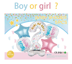Ballons de révélation de sexe Bébé garçon ou fille Bleu Rose Symbole de point d'interrogation Ballon en feuille de révélation de sexe Il ou <span class=keywords><strong>Elle</strong></span> Ballons de fête - Product Image 1