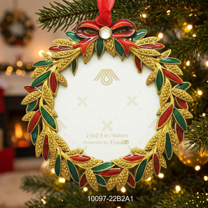 Marco de Fotos Colgante de Metal Dorado de 2.5"x2.5" para Decoración de Árbol de Navidad, para Uso Festivo - Product Image 3